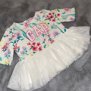🌈 Baby Gap Sweater Floral Dress Sz 0/3M Tutu